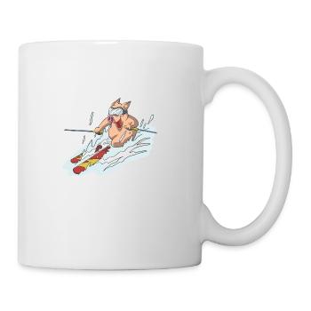 Cochon à skis dans la courbe - Mug blanc - blanc - Droite