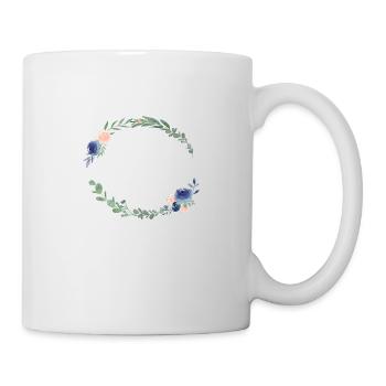 Personalisierbar Blumenkranz Blau Pfirsich - Tasse - Weiß - Rechts