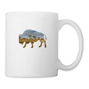Double exposure animal bison gift idea - Mug - white - Right