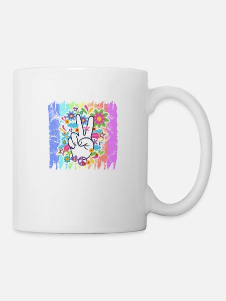 Hippie Peace Rainbow | Hippies 60s gifts - Mug - white