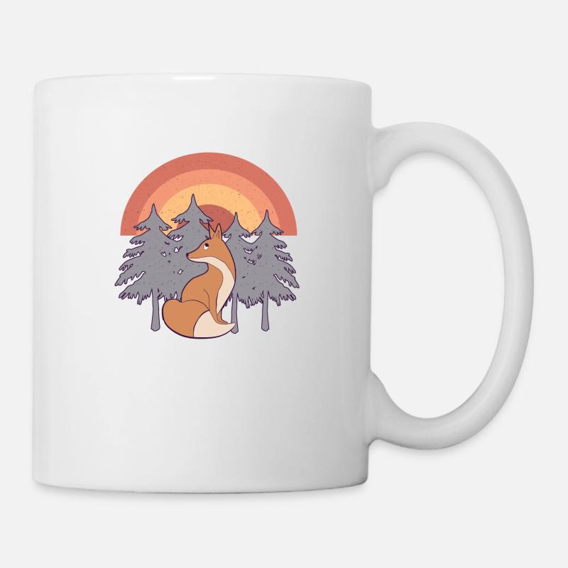 Renard dans la forêt avec arc-en-ciel - Mug blanc - blanc