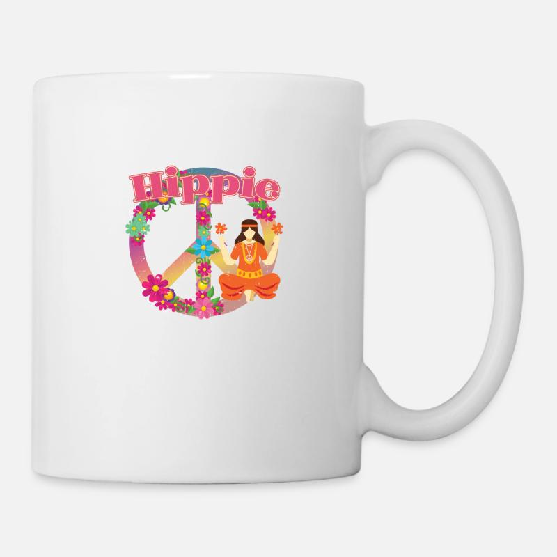 Hippie Outfit | Hippies 60er Frieden Geschenkideen - Tasse - Weiß