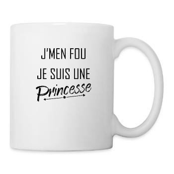 J'men fou je suis une princesse cadeau fille - Mug blanc - blanc - Droite