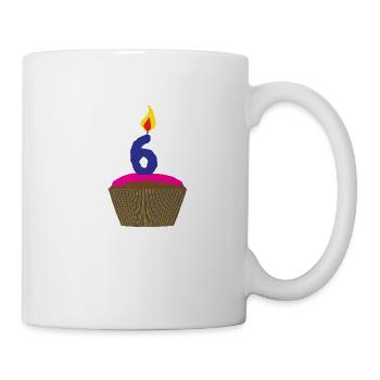 Cupcake avec bougie numéro 6 - Mug blanc - blanc - Droite
