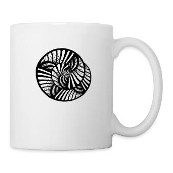 blanc et noir - abstrait, neutre, peint à la main - Mug blanc - blanc - Droite