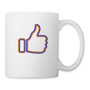 Daumen hoch Regenbogen - Tasse - Weiß - Rechts