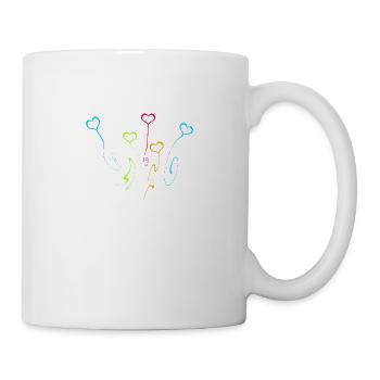 Bunte Herzen verschieden Formen Deko - Tasse - Weiß - Rechts