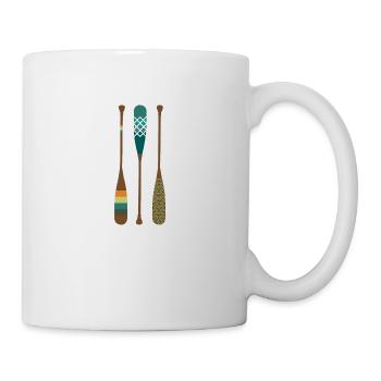 Drei Paddel Bunte Kanu Fan Geschenkidee - Tasse - Weiß - Rechts