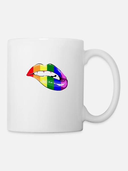 LGBT Rainbow Lips pour Gay Gay Lesbia - Mug blanc - blanc
