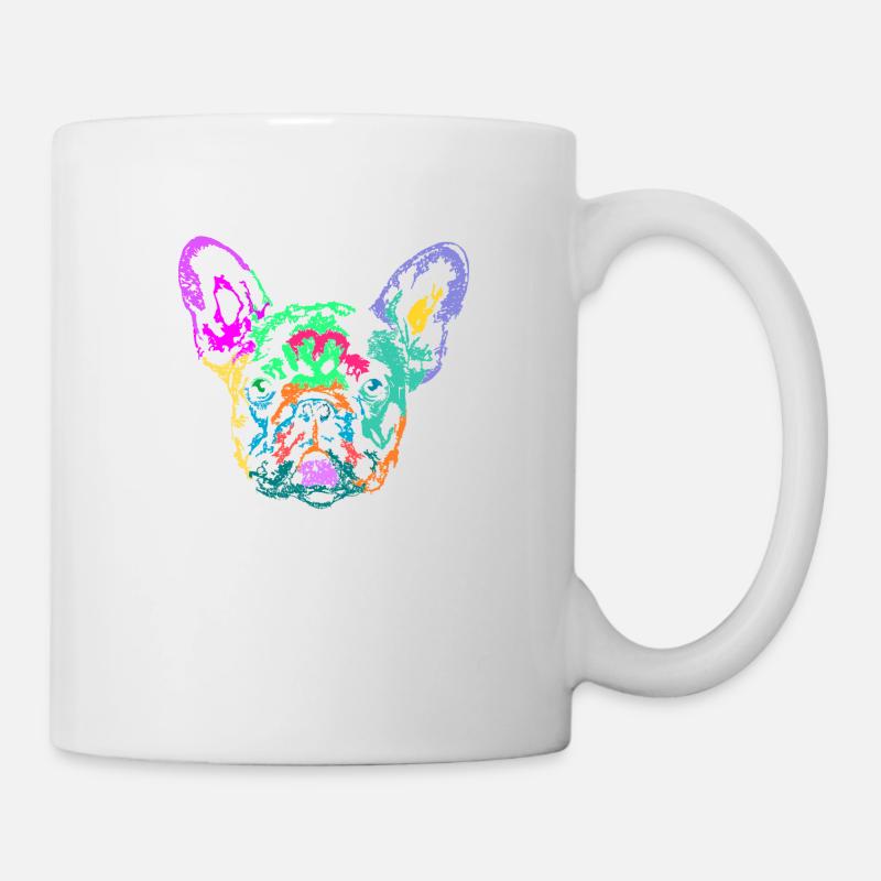 multicolored french bulldog - Mug - white