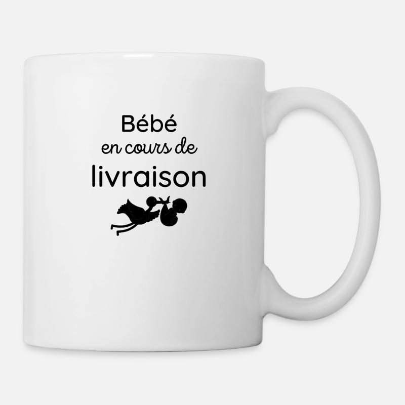 cadeau naissance bébé en cours livraison humour - Mug blanc - blanc