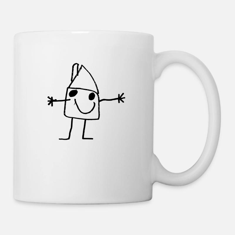 Lustige Kinderzeichnung des Hauses mit einem Lächeln - Tasse - Weiß