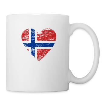 Norway flag vintage heart country home - Mug - white - Right