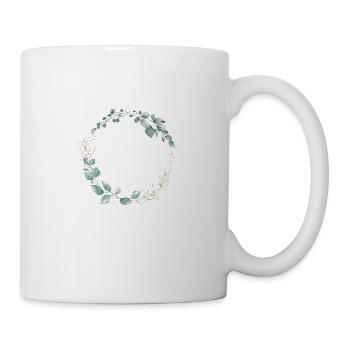 Floraler Kranz Grün Gold personalisierbar - Tasse - Weiß - Rechts
