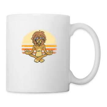Cool lion with dreadlocks does yoga. - Mug - white - Right