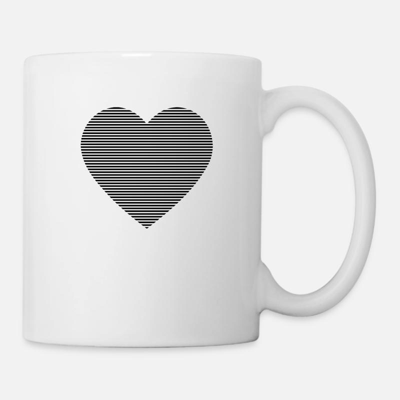Linien Herz Gestreift Muster Herzchen Symbol Form - Tasse - Weiß