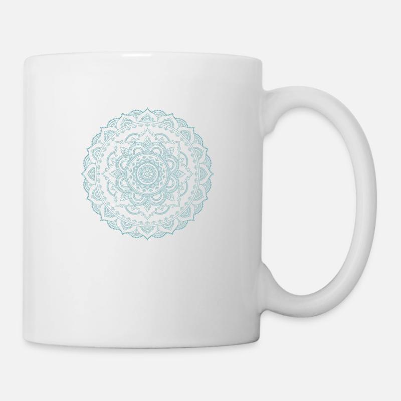 Mandala Ornament Mintgürn - Tasse - Weiß