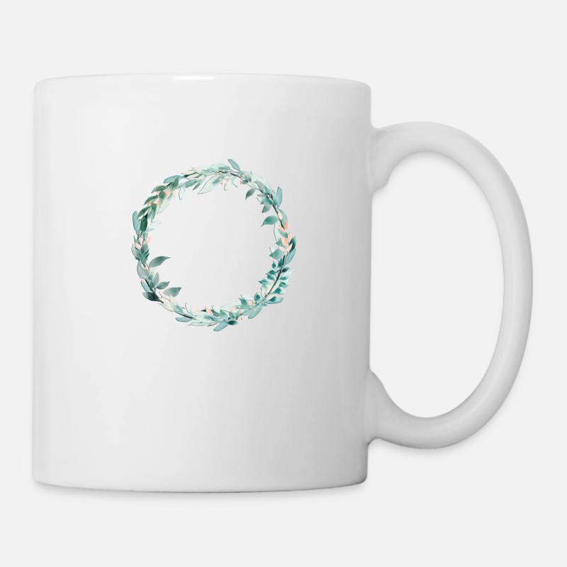 Couronne de verdure et blush à la mode personnalisable - Mug blanc - blanc