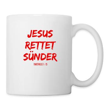 Jesus Christus rettet Sünder Bibelvers - Tasse - Weiß - Rechts