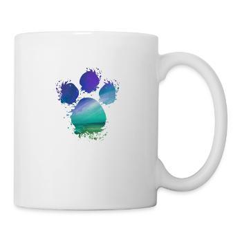 Polarlichter Hundepfote Farbfleck Splash - Tasse - Weiß - Rechts