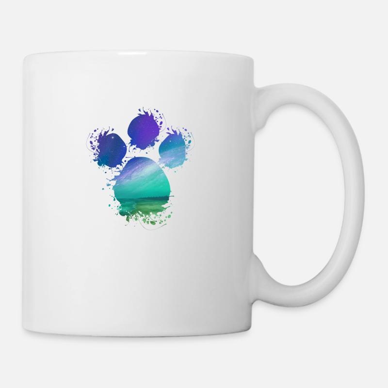 Éclaboussure de patte de chien Northern Lights - Mug blanc - blanc