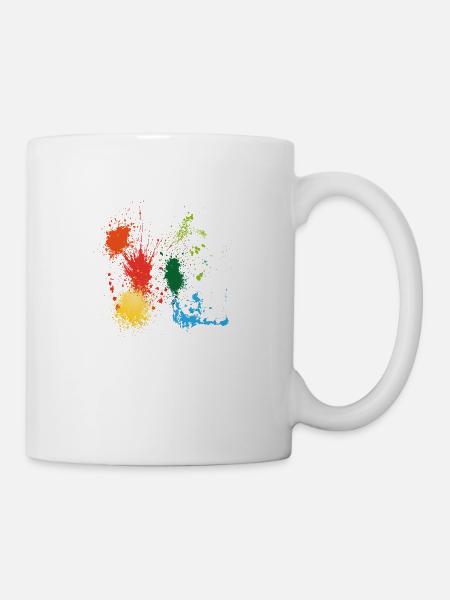 Taches de peinture éclaboussures de peinture peintre tache coloré - Mug blanc - blanc