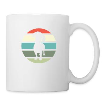 Dackel Dachshund Teckel Silhouette mit retro Sonne - Tasse - Weiß - Rechts