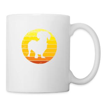 Dackel Dachshund Teckel Silhouette mit retro Sonne - Tasse - Weiß - Rechts