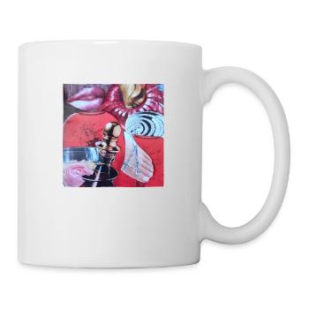 Vintage abstrakte Collage, Modesüchtiger, Spaß - Tasse - Weiß - Rechts