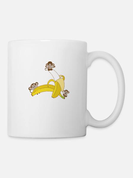 Singe à la banane - Mug blanc - blanc