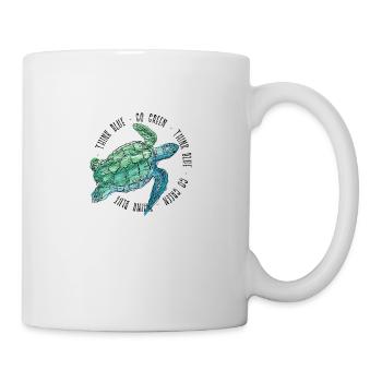 Think Blue Go Green Turtle Save The Ocean - Tasse - Weiß - Rechts