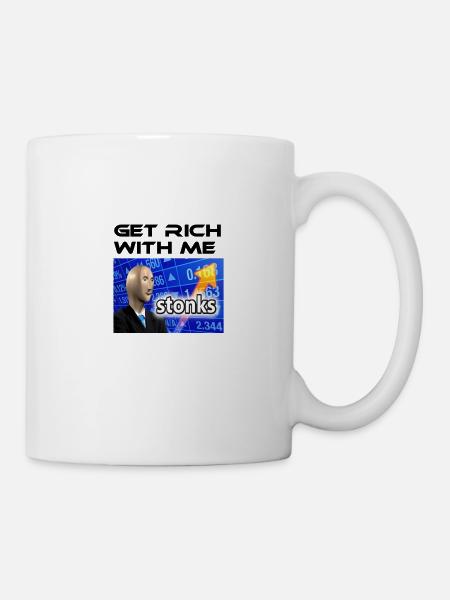 Deviens riche avec moi, meme Stonks - Mug blanc - blanc