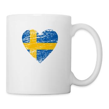 Sweden flag vintage heart used look travel - Mug - white - Right