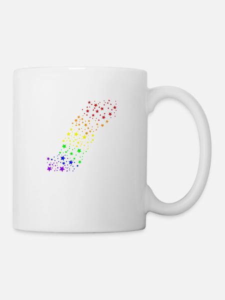 Bunte Sterne Regenbogen Farben Geschenkidee LGBT - Tasse - Weiß
