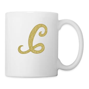 C - gold letter, alphabet, monogram - Mug - white - Right