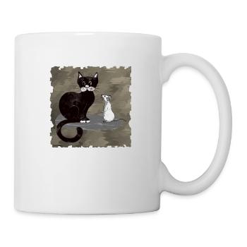 Katz 'und Maus - Tasse - Weiß - Rechts