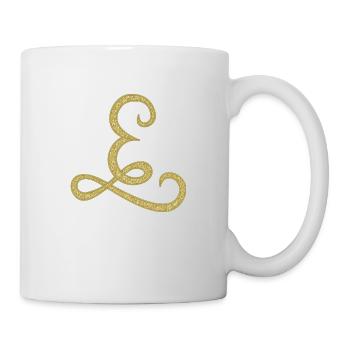 E - gold, letter, alphabet, monogram - Mug - white - Right