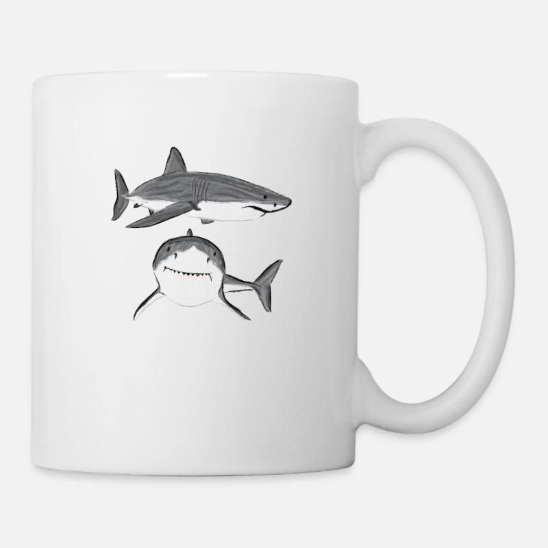 Design mit Großem Weißen Hai/ Great White Shark V - Tasse - Weiß