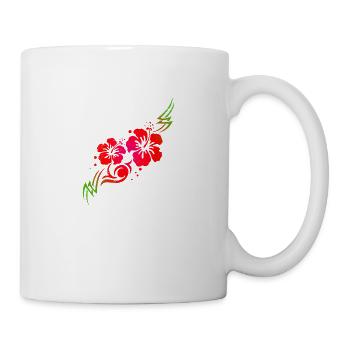 Hawaiian Blume Hibiskus Tribal Tattoo Geschenkidee - Tasse - Weiß - Rechts