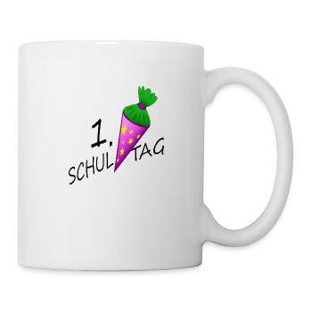Schultüte - Pink mit Sternen - Tasse - Weiß - Rechts