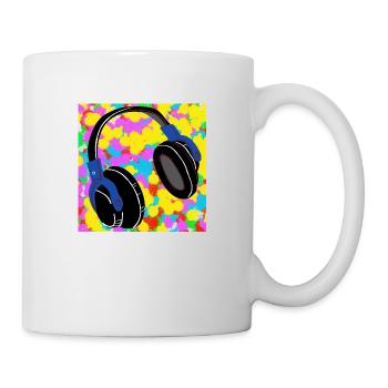 Kopfhörer Pop Color Tie Dye Hintergrund Funky - Tasse - Weiß - Rechts