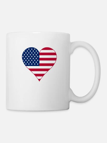 USA Flagge als Herz - Tasse - Weiß