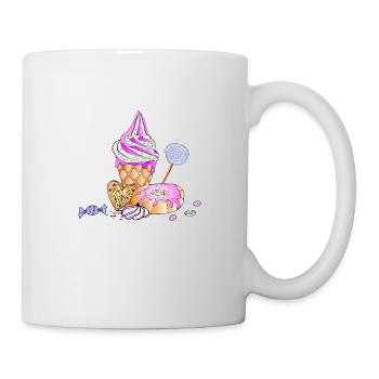 Crème glacée sundae bonbons confiserie sucre - Mug blanc - blanc - Droite