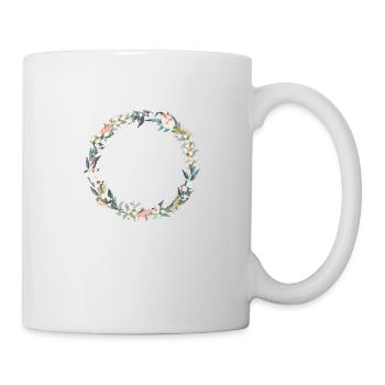 Blumenkranz Weiß Grün Rosa personalisierbar - Tasse - Weiß - Rechts