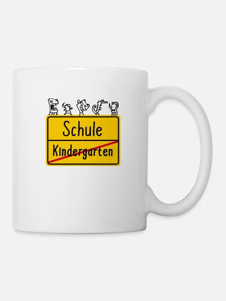 Einschulung Schulanfang Schule Kindergarten Schild - Tasse - Weiß