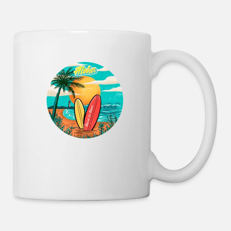 Aloha - Haiwai surf beach - Mug - white