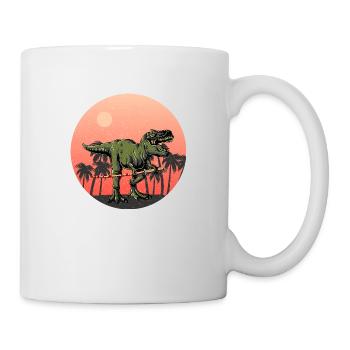 Samurai T Rex - Cooler Dino mit Samurai Schwert - Tasse - Weiß - Rechts
