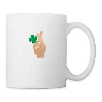 Cloverleaf finger crossed Good luck gift idea - Mug - white - Right