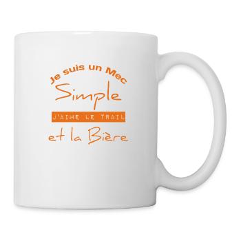 Je suis un Mec simple j'aime le trail et la bière - Mug blanc - blanc - Droite