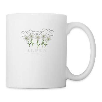 Alpen, Edelweiss, Berge - Tasse - Weiß - Rechts